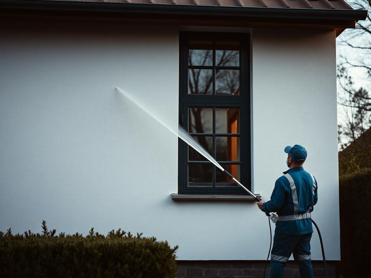 Fassadenreinigung eines Wohnhauses